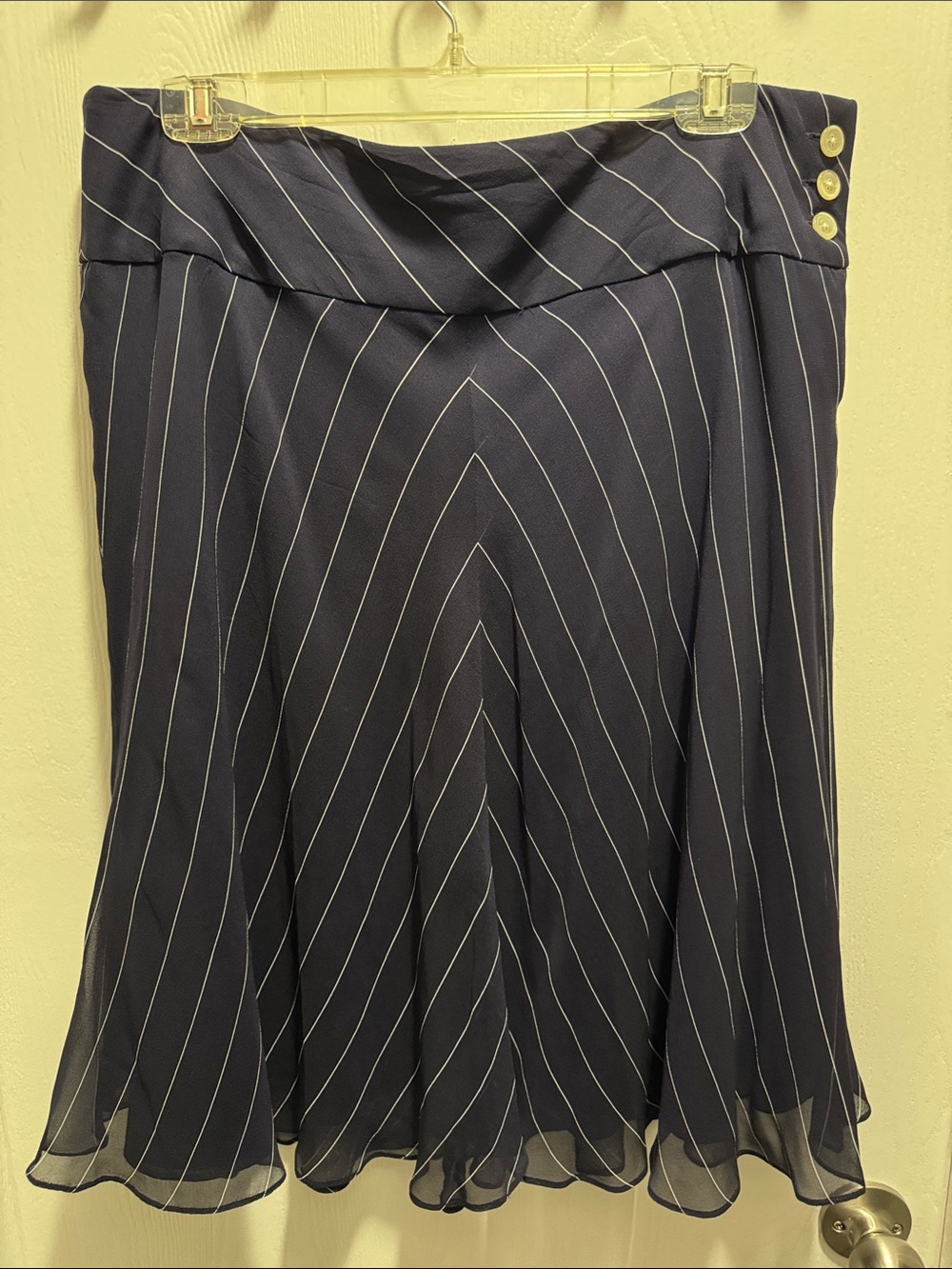 Lauren Ralph Lauren Navy and White Chevron Pinstripe Skirt